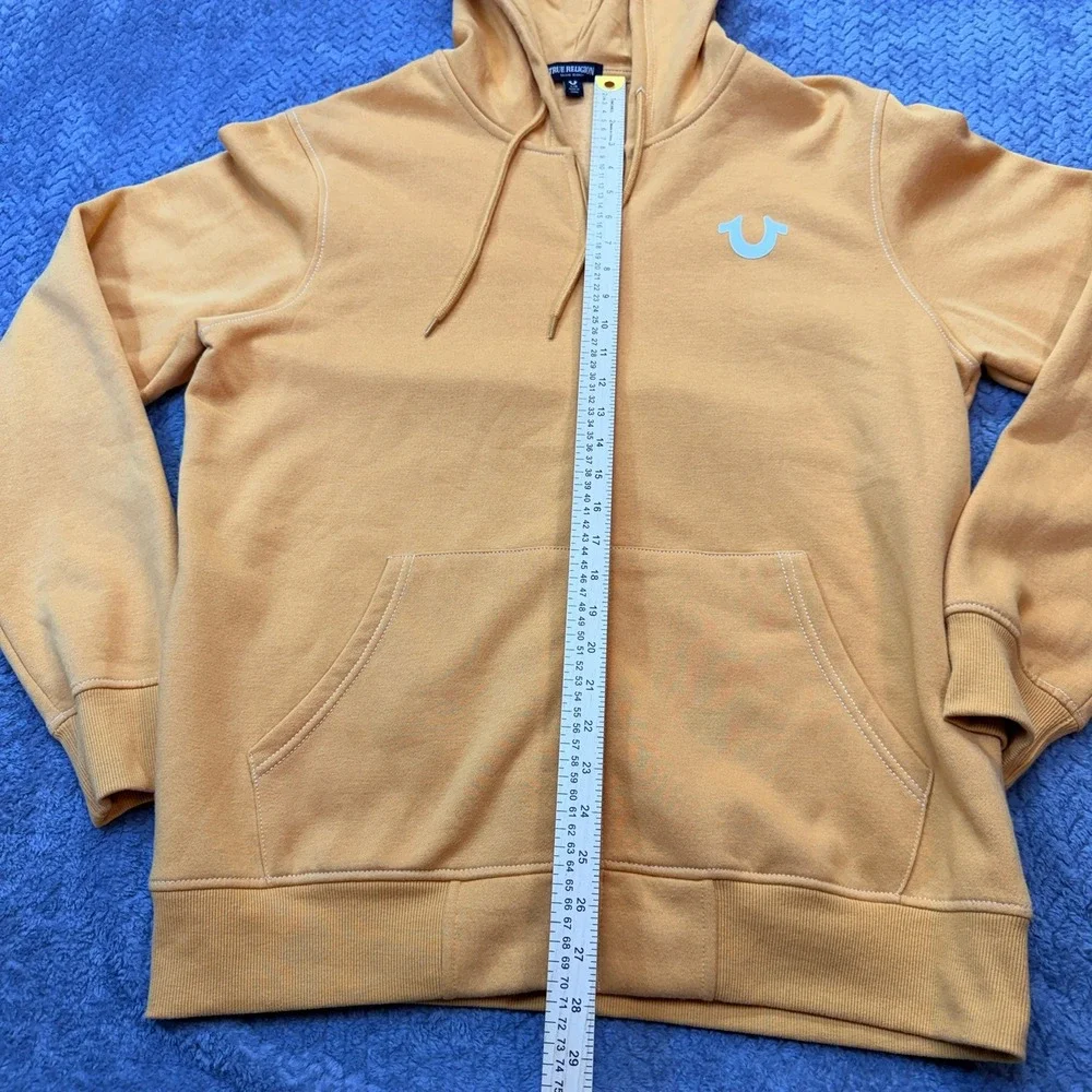 True‎ Religion Zip Hoodie Mens XL Orange Buddha Logo Seal Sweatshirt